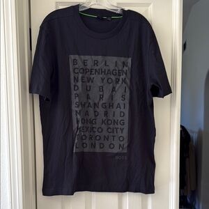 Boss Men's Dark Tee with City Print New